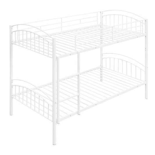 White Twin Over Twin Metal Bunk Bed