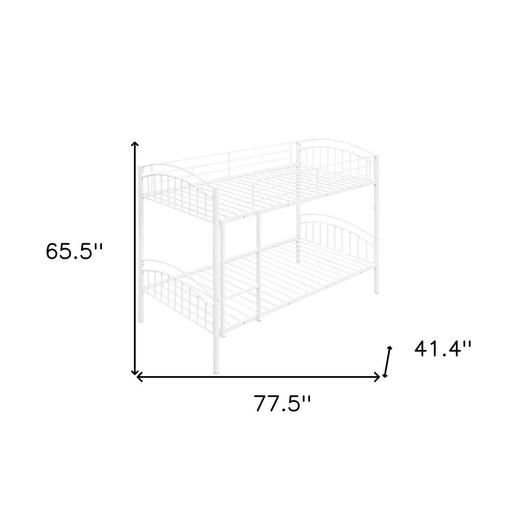 White Twin Over Twin Metal Bunk Bed
