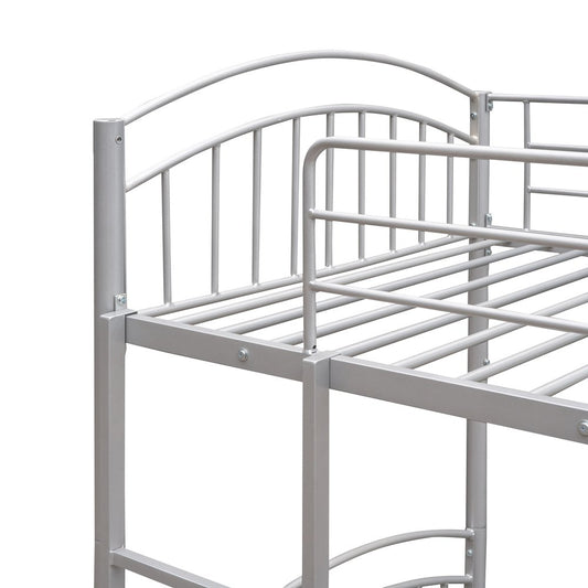 Silver Twin Over Twin Metal Bunk Bed
