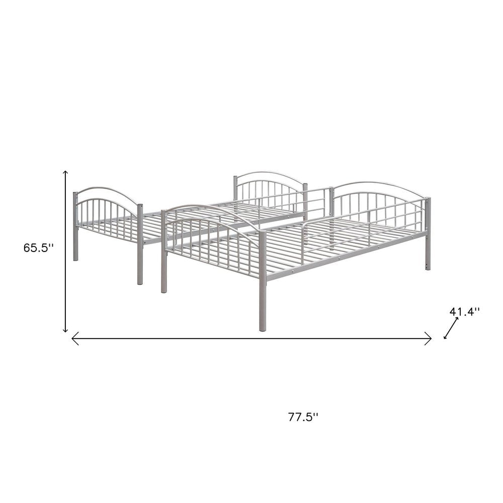 Silver Twin Over Twin Metal Bunk Bed