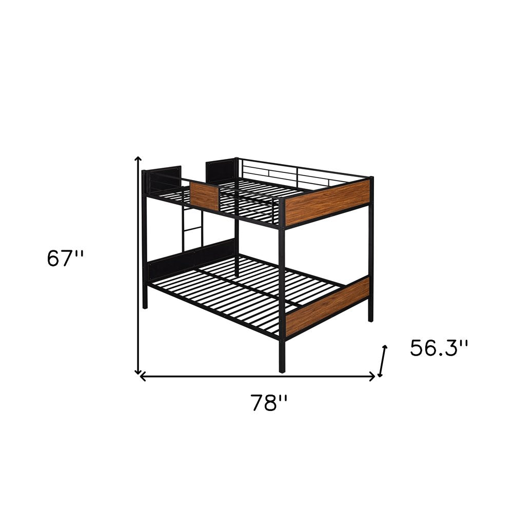 Black And Brown Full Over Full Metal Bunk Bed