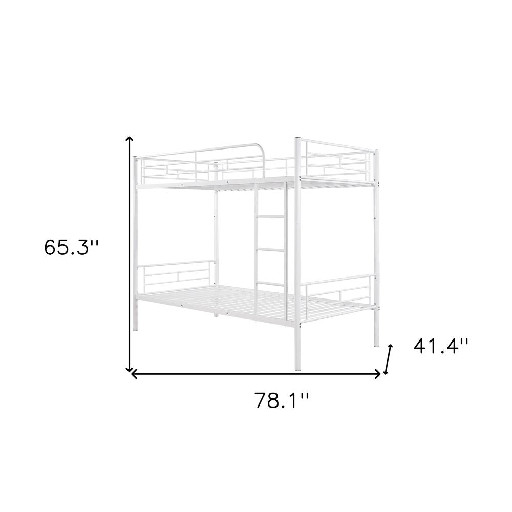 White Twin Over Twin Metal Bunk Bed
