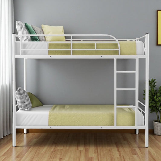 White Twin Over Twin Metal Bunk Bed