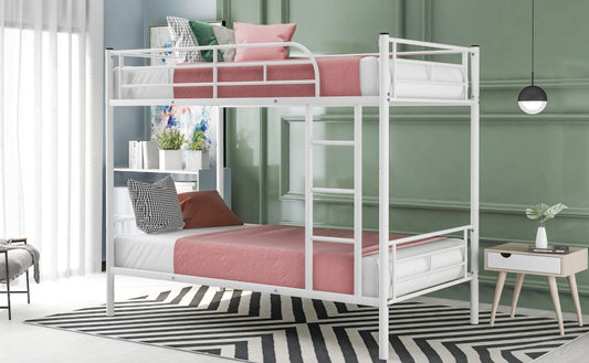 White Twin Over Twin Metal Bunk Bed