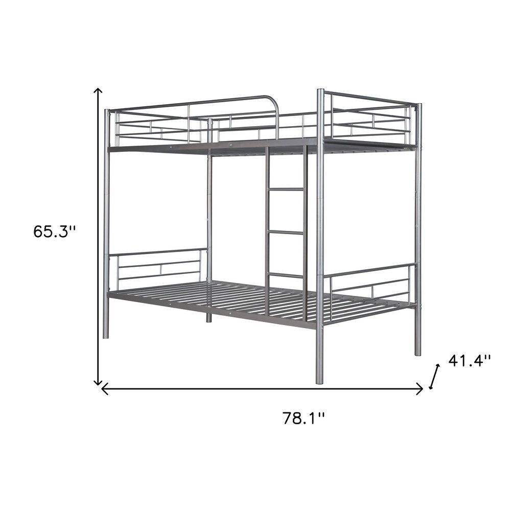Silver Twin Over Twin Metal Bunk Bed