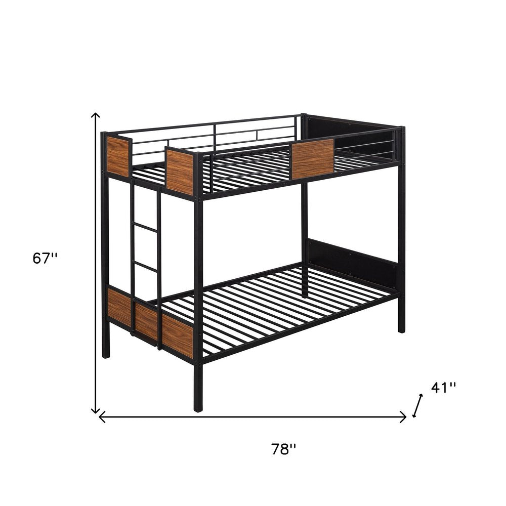 Black And Brown Twin Over Twin Metal Bunk Bed
