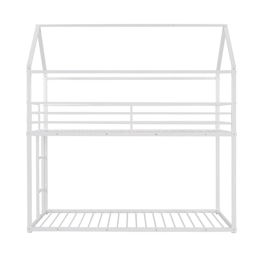 White Twin Over Twin Metal Bunk Bed