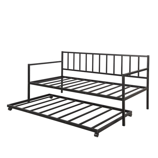 Black Metal Twin Daybed Frame With Trundle