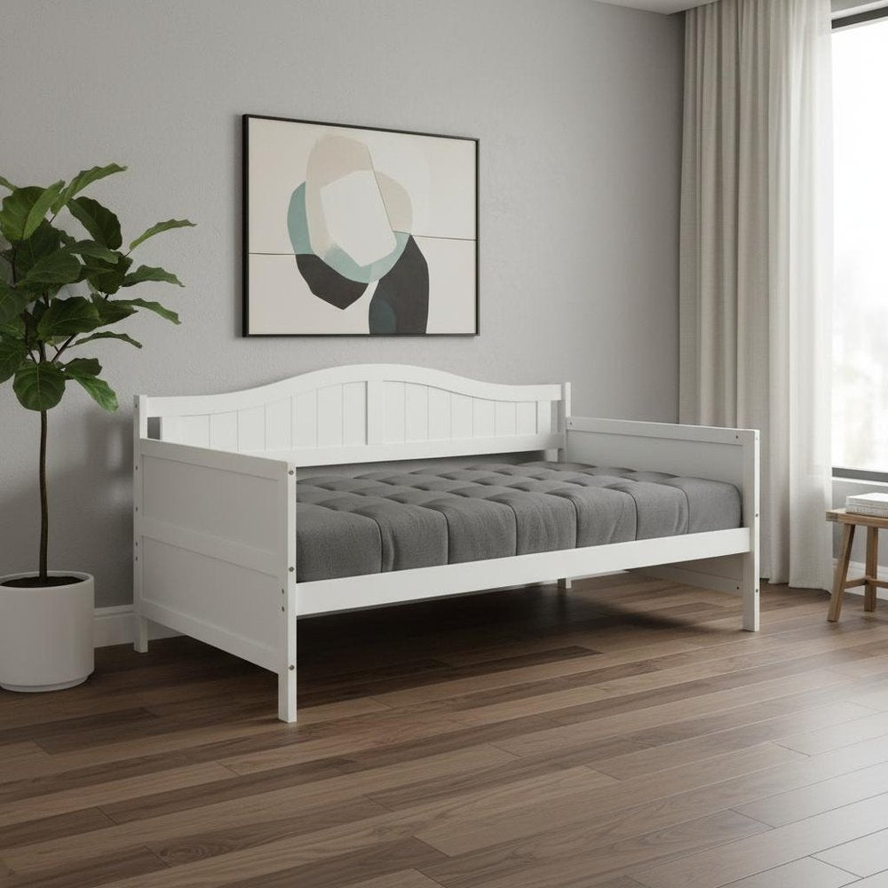 White Wood Twin Daybed Frame With Trundle
