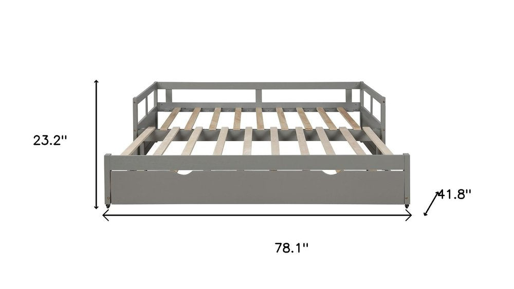 Gray Wood Twin Daybed Frame With Trundle