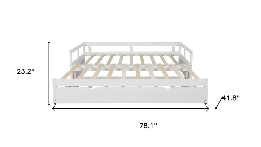 White Wood Twin Daybed Frame With Trundle
