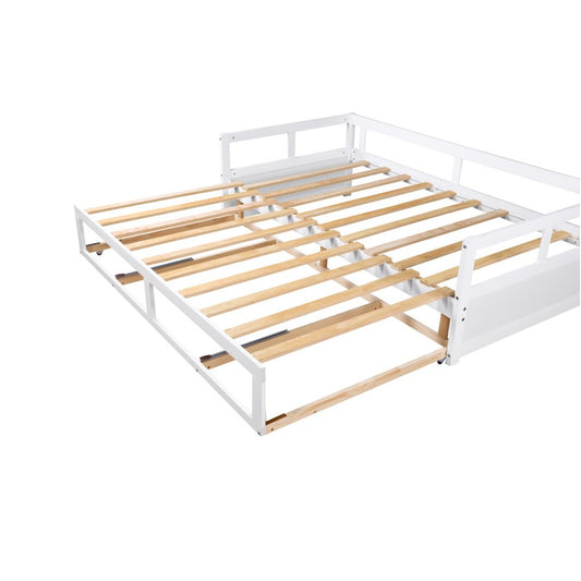 White Wood Twin Daybed Frame With Drawers