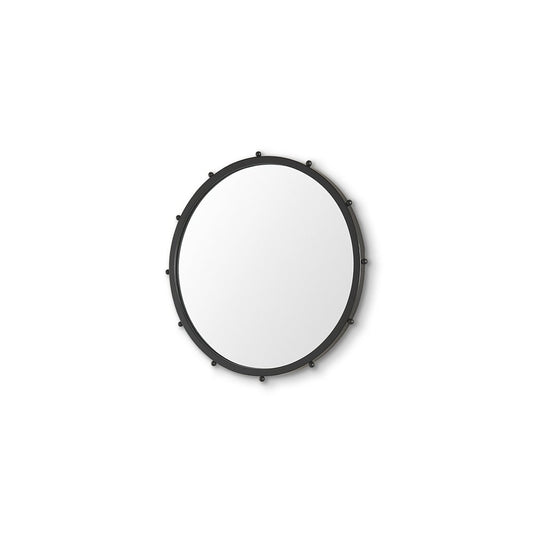 25" Black Metal Beaded Round Framed Accent Mirror