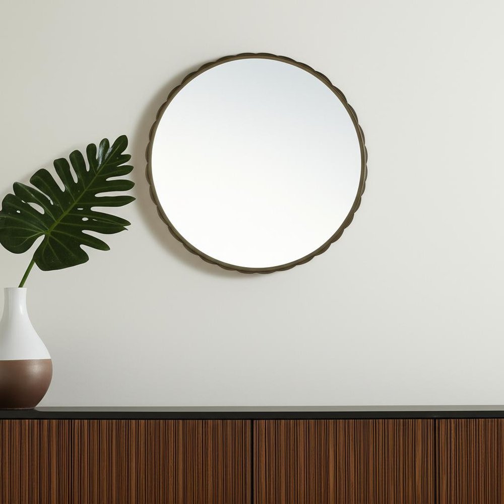 30" Gold Metal Scalloped Framed Accent Mirror