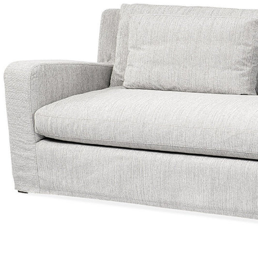93" Light Gray Slipcovered Fabric Sofa With Toss Pillows