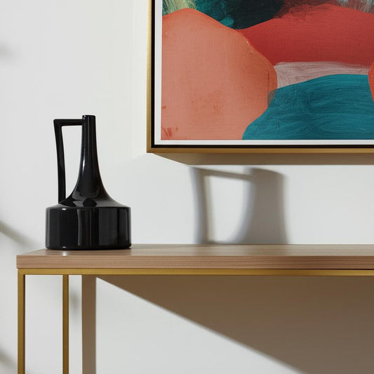 10" Black Ceramic Jug Vase