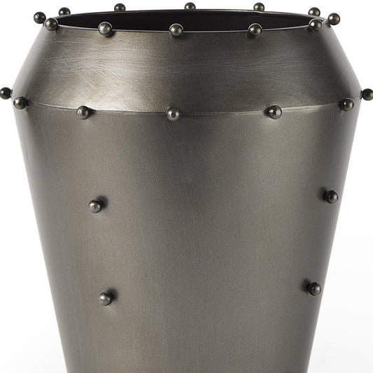 12" Gray Metal Table Vase