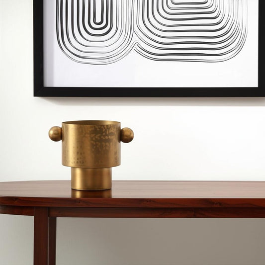 7" Gold Cast Iron Round Table Vase