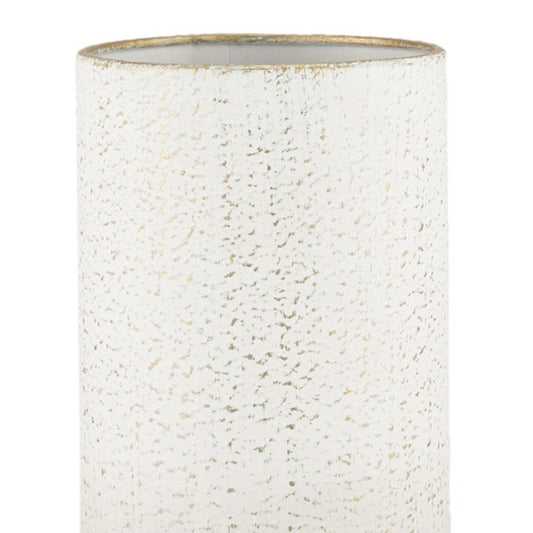 13" Off White And Gold Metal Cylinder Table Vase