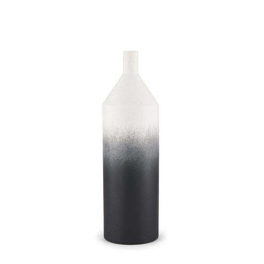 20" Black And White Ombre Metal Table Vase