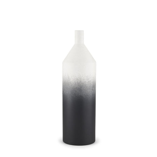 20" Black And White Ombre Metal Table Vase