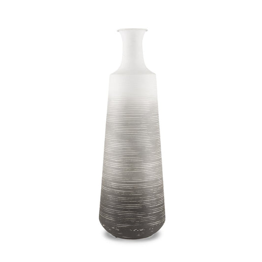 24" Gray And White Ombre Metal Table Vase