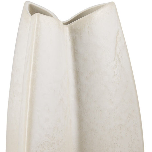 14" Cream And Beige Color Block Ceramic Table Vase