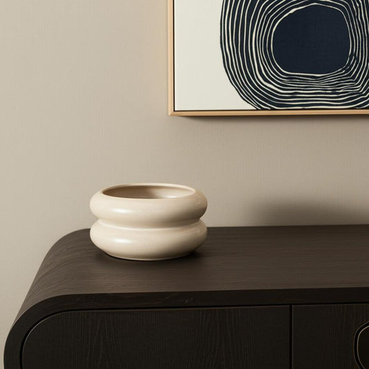 4" Cream Cylinder Ceramic Table Vase