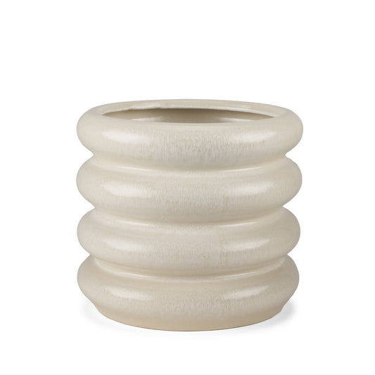 12" Cream Cylinder Ceramic Table Vase