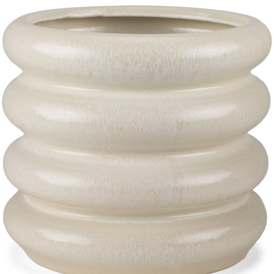 12" Cream Cylinder Ceramic Table Vase