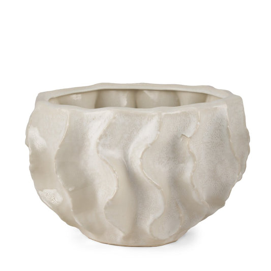 9" Cream Sculptural Ceramic Table Vase
