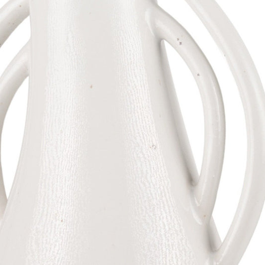 14" Off White Speckle Ceramic Amphora Table Vase