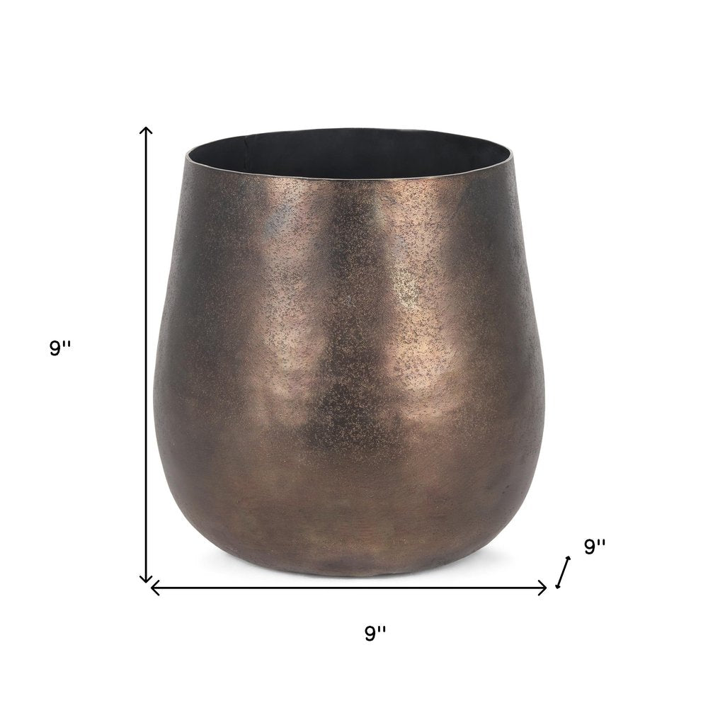 9" Antiqued Brass Aluminum Table Vase