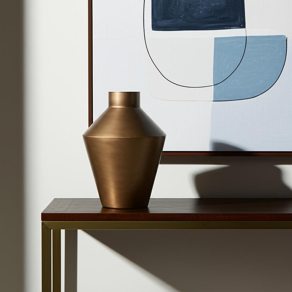 12" Antiqued Bronze Metal Trumpet Table Vase