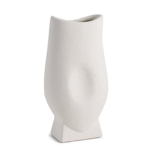 11" White Ceramic Sculptural Table Vase