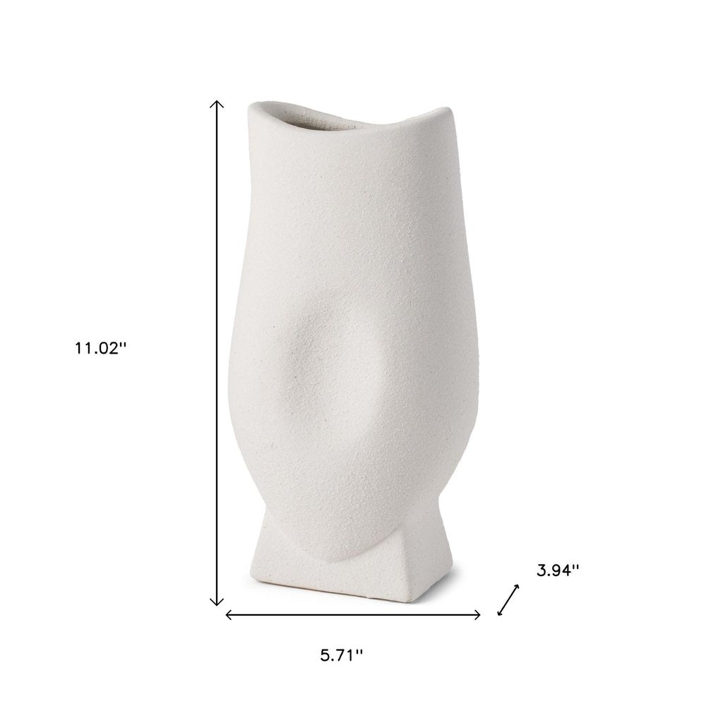 11" White Ceramic Sculptural Table Vase
