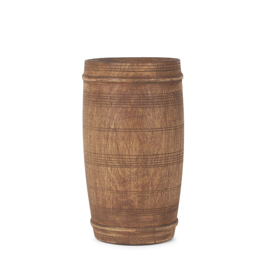 9" Brown Solid Wood Cylinder Table Vase