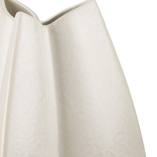 16" Cream And Beige Color Block Ceramic Table Vase