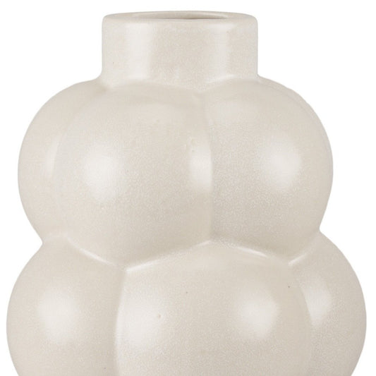 14" Cream Ceramic Modern Abstract Bubbles Table Vase