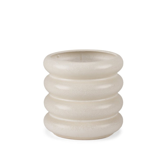 7" Cream Ceramic Stacking Rings Cylinder Table Vase