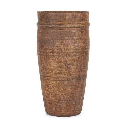 11" Brown Solid Wood Cylinder Table Vase