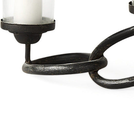 5" Black Distressed Abstract Metal Tabletop Votive Candle Holder