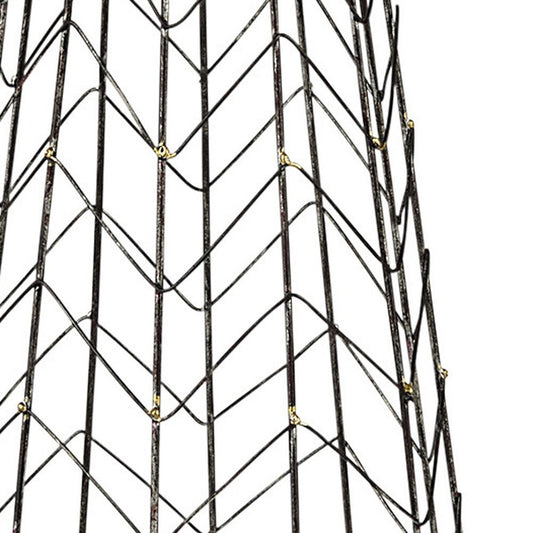 24" Gold Distressed Lattice Metal Tabletop Hurricane Candle Holder