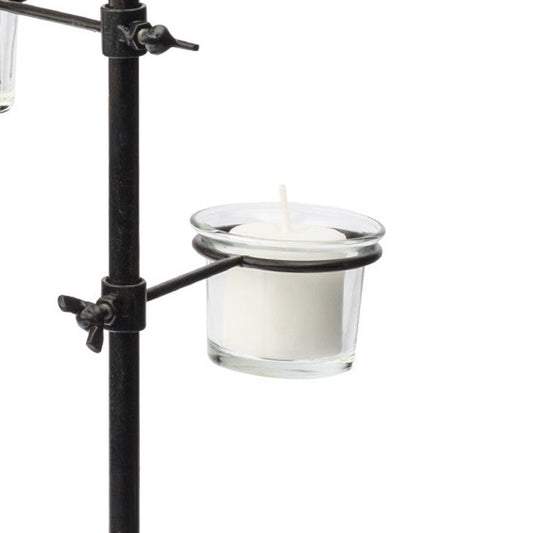 17" Black Distressed Abstract Metal Tabletop Tealight Candle Holder