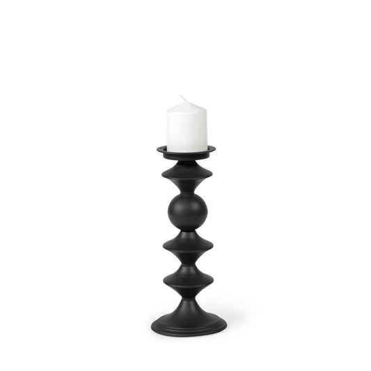 13" Black Metal Tabletop Pillar Candle Holder