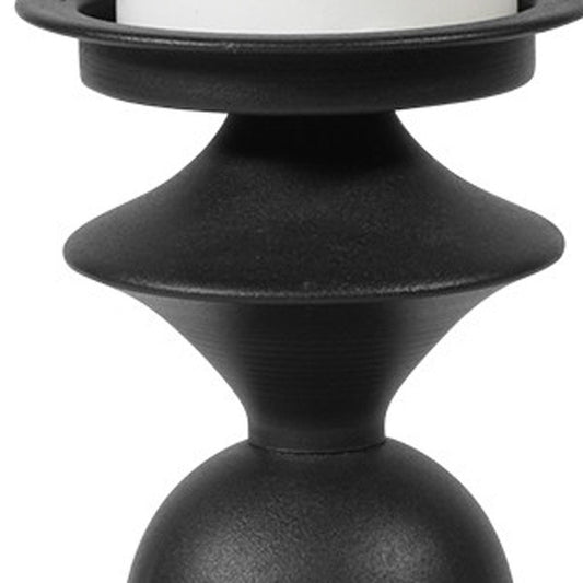 13" Black Metal Tabletop Pillar Candle Holder