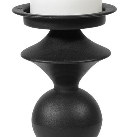 13" Black Metal Tabletop Pillar Candle Holder