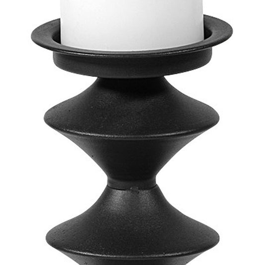 16" Black Metal Tabletop Pillar Candle Holder
