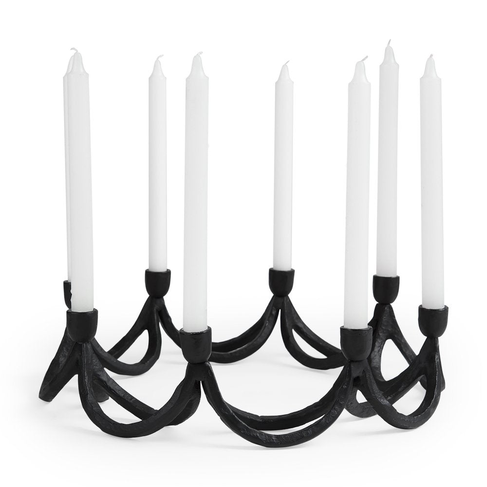 4" Black Abstract Metal Tabletop Candelabra Candle Holder