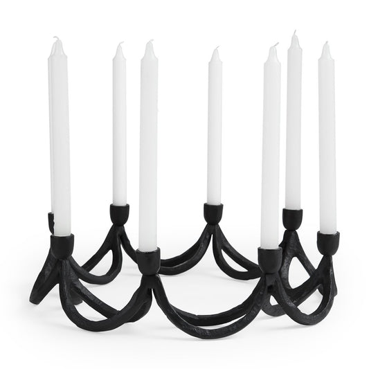 4" Black Abstract Metal Tabletop Candelabra Candle Holder